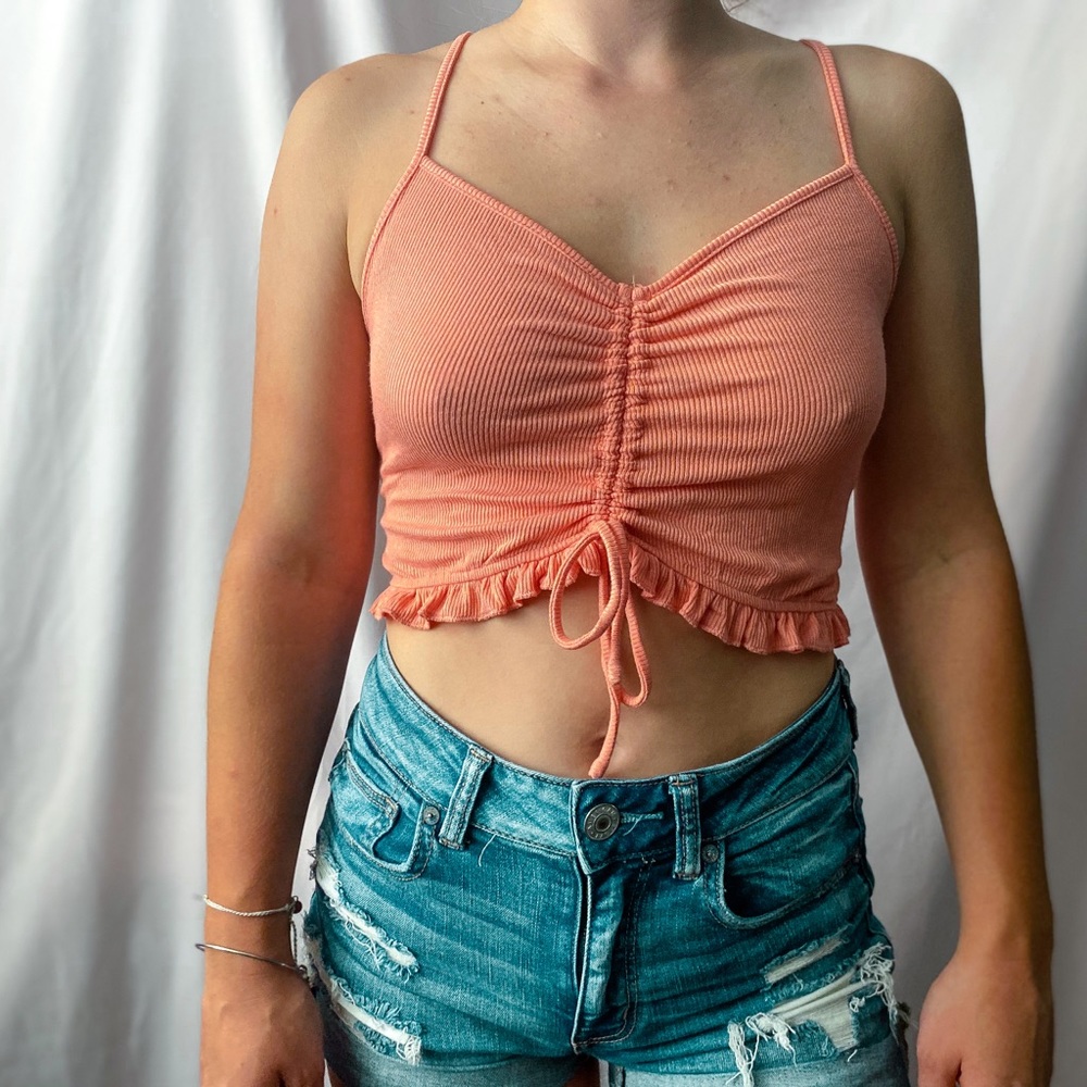 Coral pink crop top